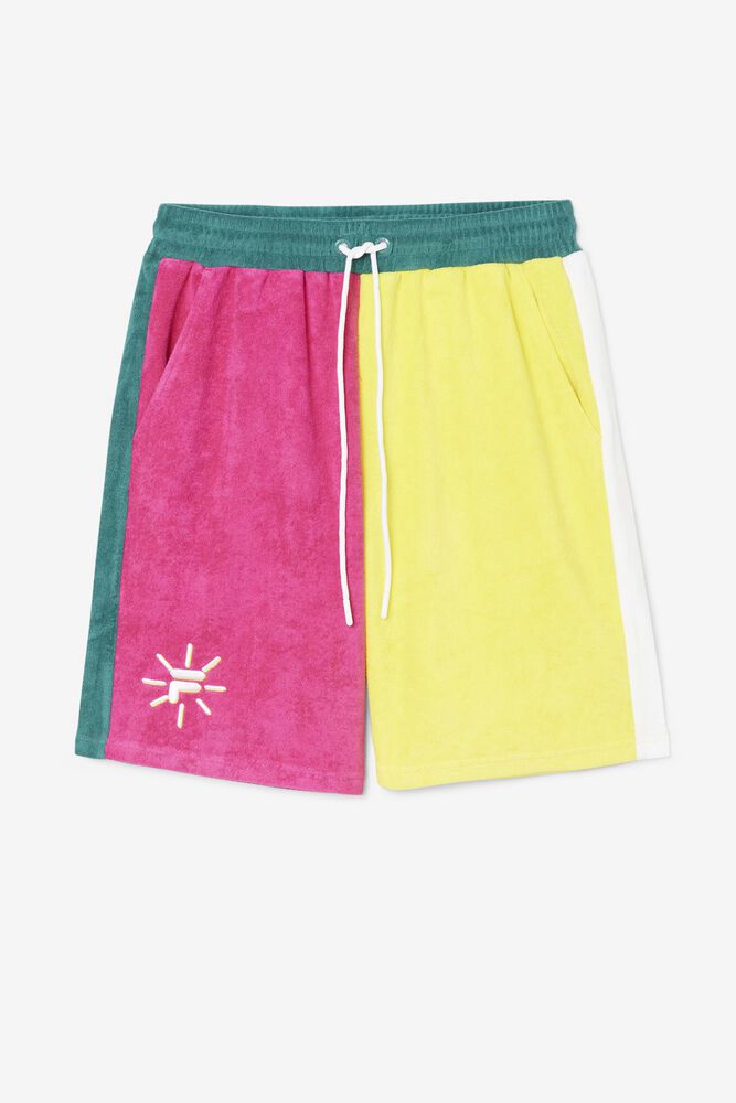 Fila Shorts Mens Yellow/Pink Moani - Ireland 74523-SJKA